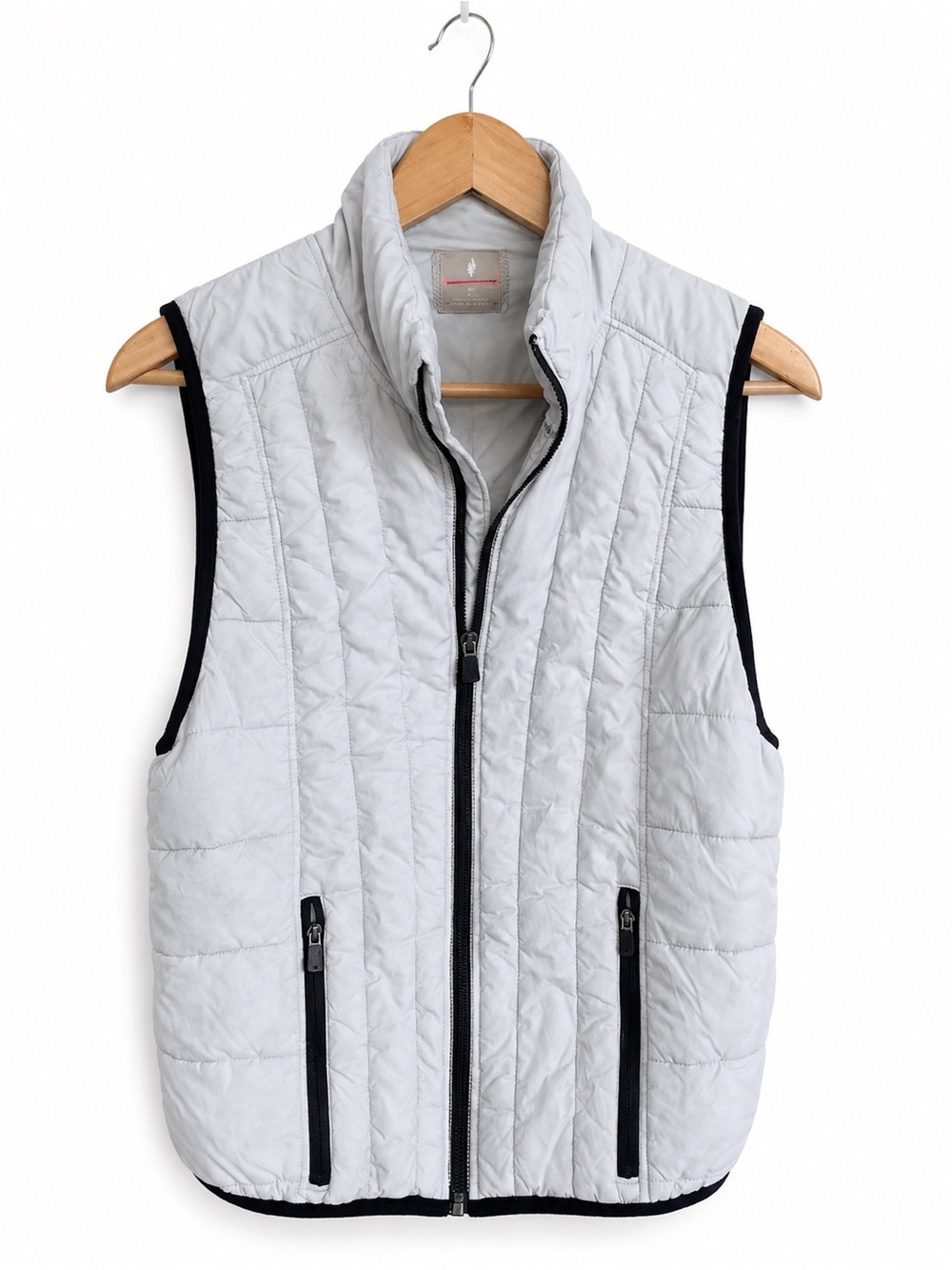 FP Movement Free People Quilted Puffer Vest White Gray Full Zip Size M Fits S